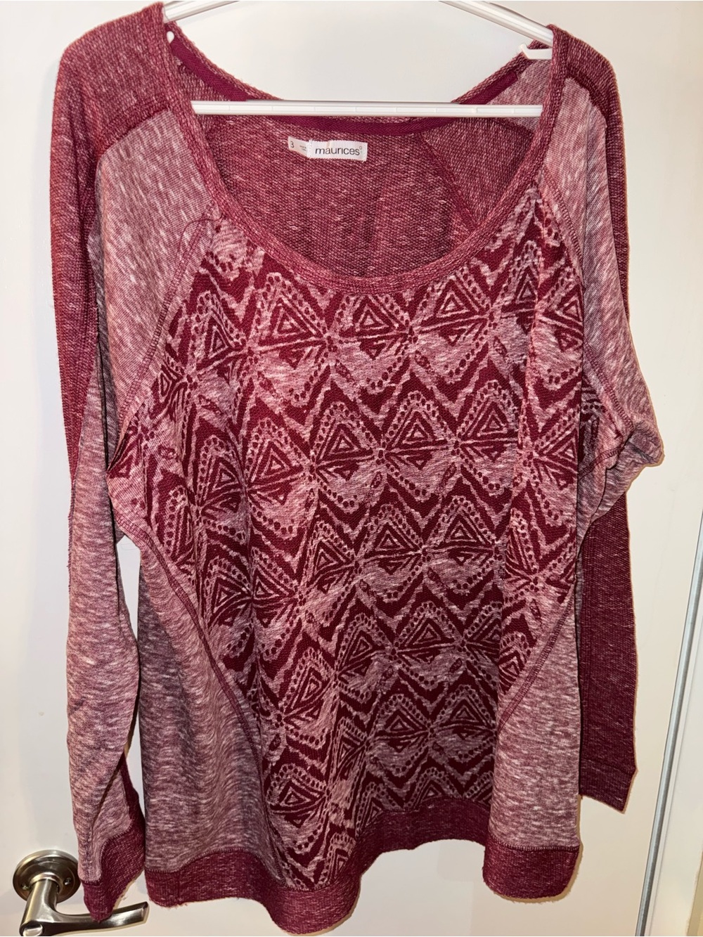 Maurices Heathered Burgundy Scoop Neck Pullover
